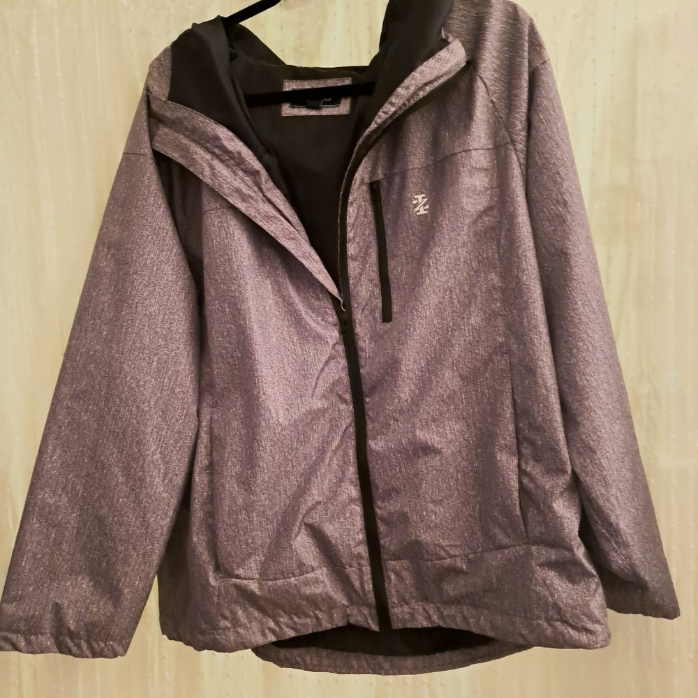 Izod Heather Gray/Black OS Hooded Windbreaker Type Jacket
